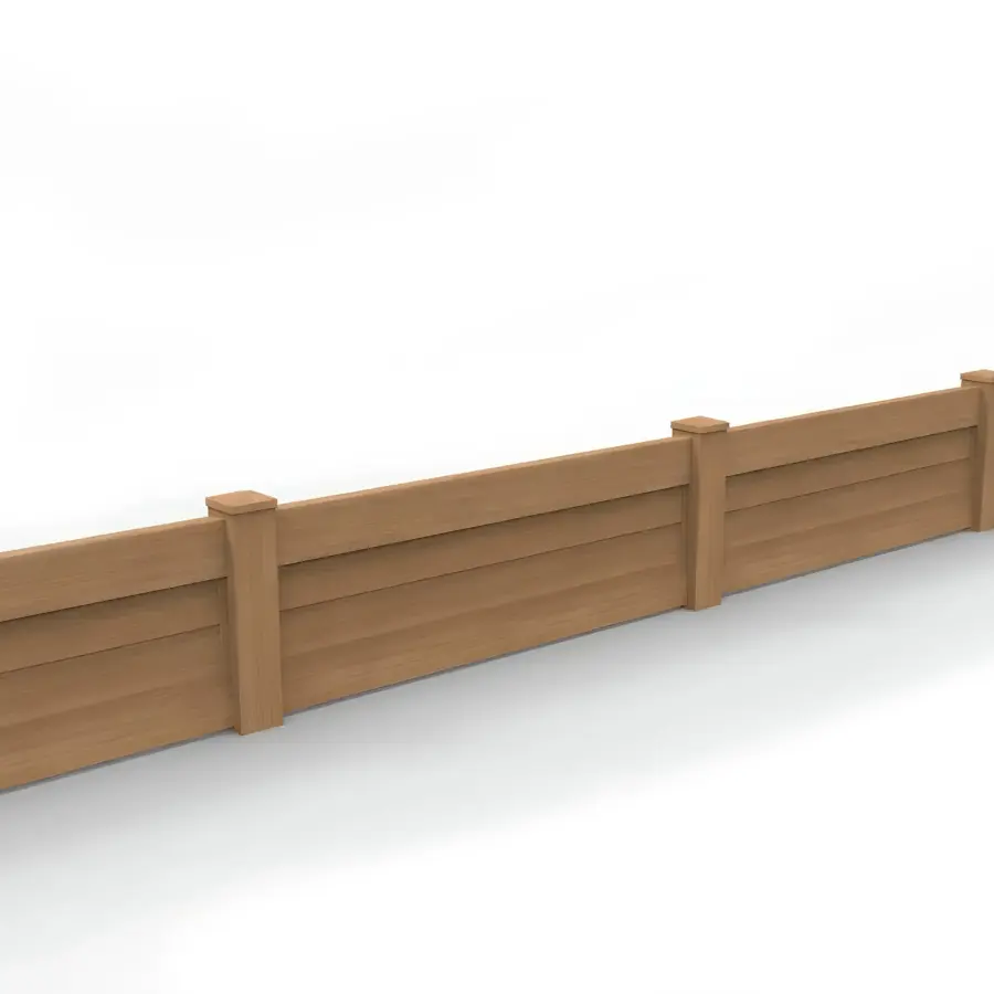 Vinyl Horizontal Privacy Fence Panel, 2ft height 6ft width, Sierra Blend