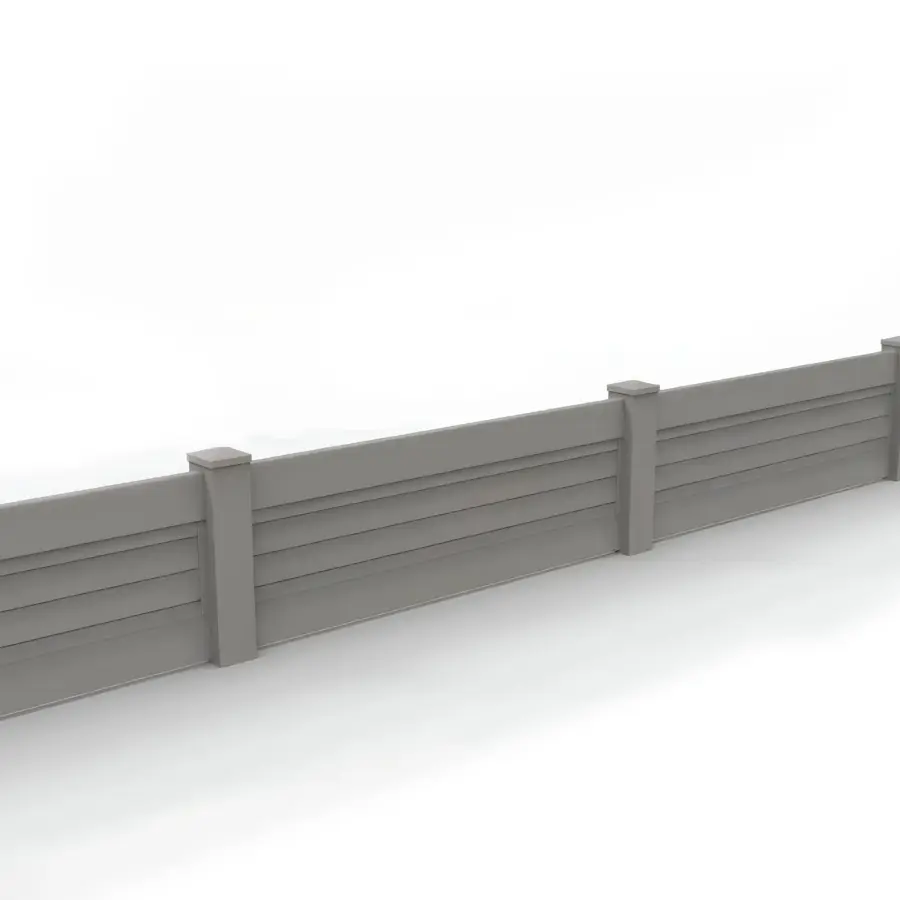 Vinyl Horizontal Privacy Fence Panel, 2ft height 6ft width, Slate Gray