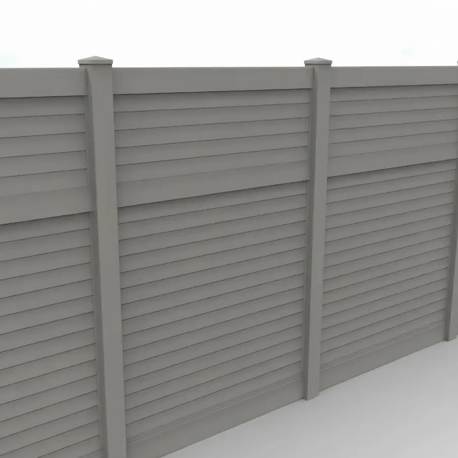 Vinyl Horizontal Privacy Fence Panel, 8ft height 6ft width, Slate Gray
