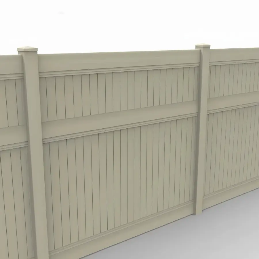 Vinyl Vertical Privacy Fence Panel, 7ft height 8ft width, Tan