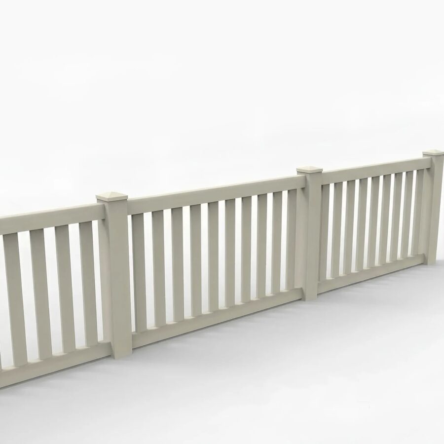 Vinyl Vertical Flat Picket Fence Panel, 3ft height 6ft width, Tan