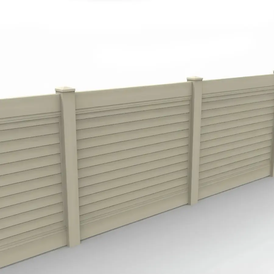 Vinyl Horizontal Privacy Fence Panel, 5ft height 6ft width, Tan