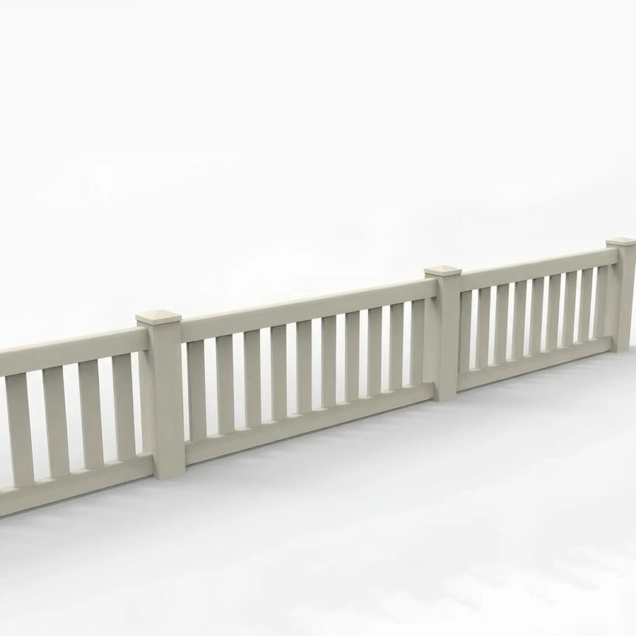 Vinyl Vertical Flat Picket Fence Panel, 2ft height 6ft width, Tan