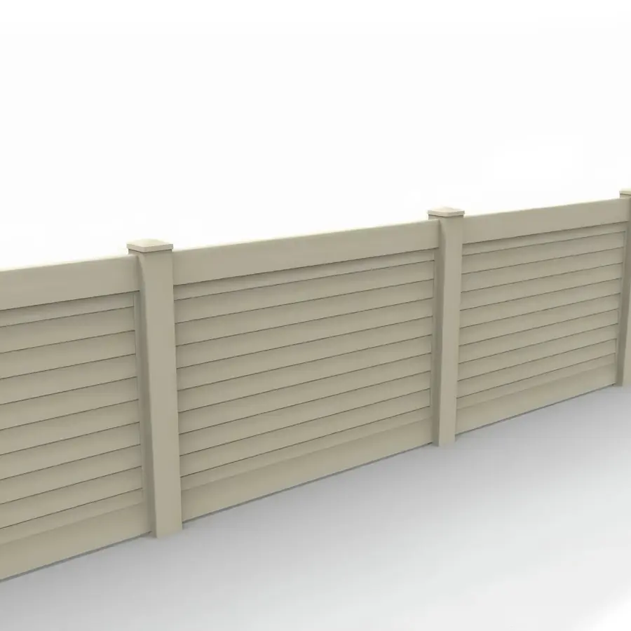 Vinyl Horizontal Privacy Fence Panel, 4ft height 6ft width, Tan