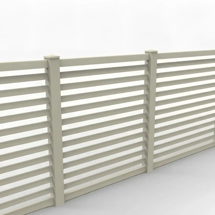 Vinyl Horizontal Flat Picket Fence Panel, 6ft height 6ft width, Tan