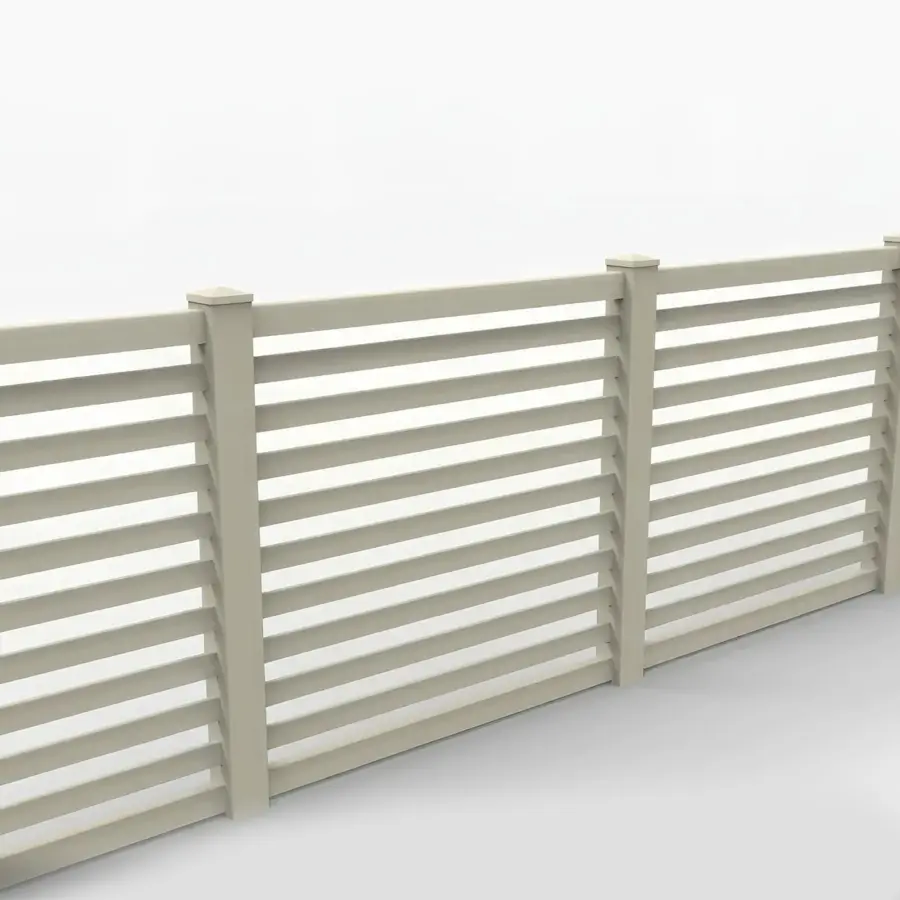 Vinyl Horizontal Flat Picket Fence Panel, 5ft height 6ft width, Tan