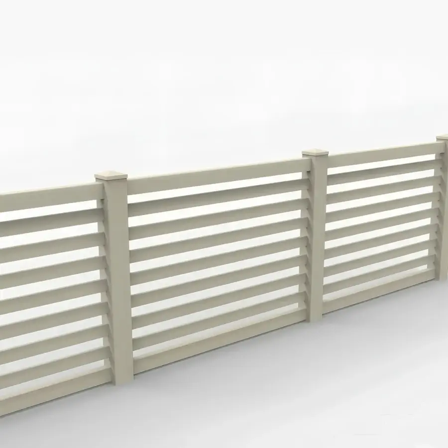 Vinyl Horizontal Flat Picket Fence Panel, 4ft height 6ft width, Tan