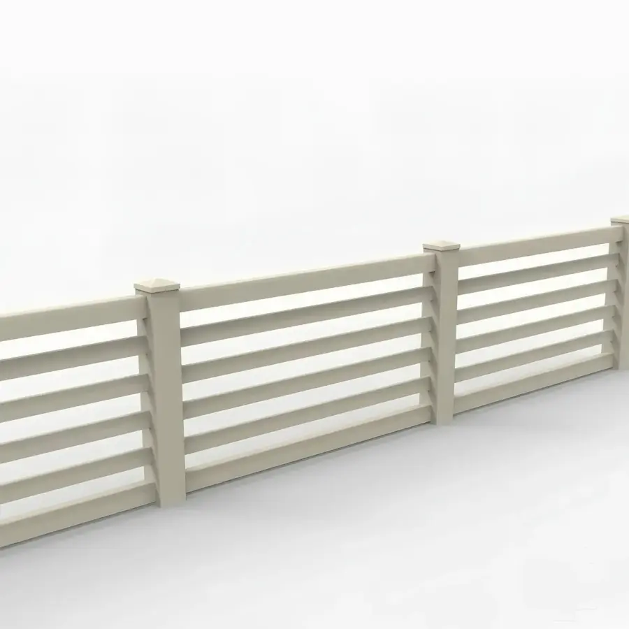 Vinyl Horizontal Flat Picket Fence Panel, 3ft height 6ft width, Tan