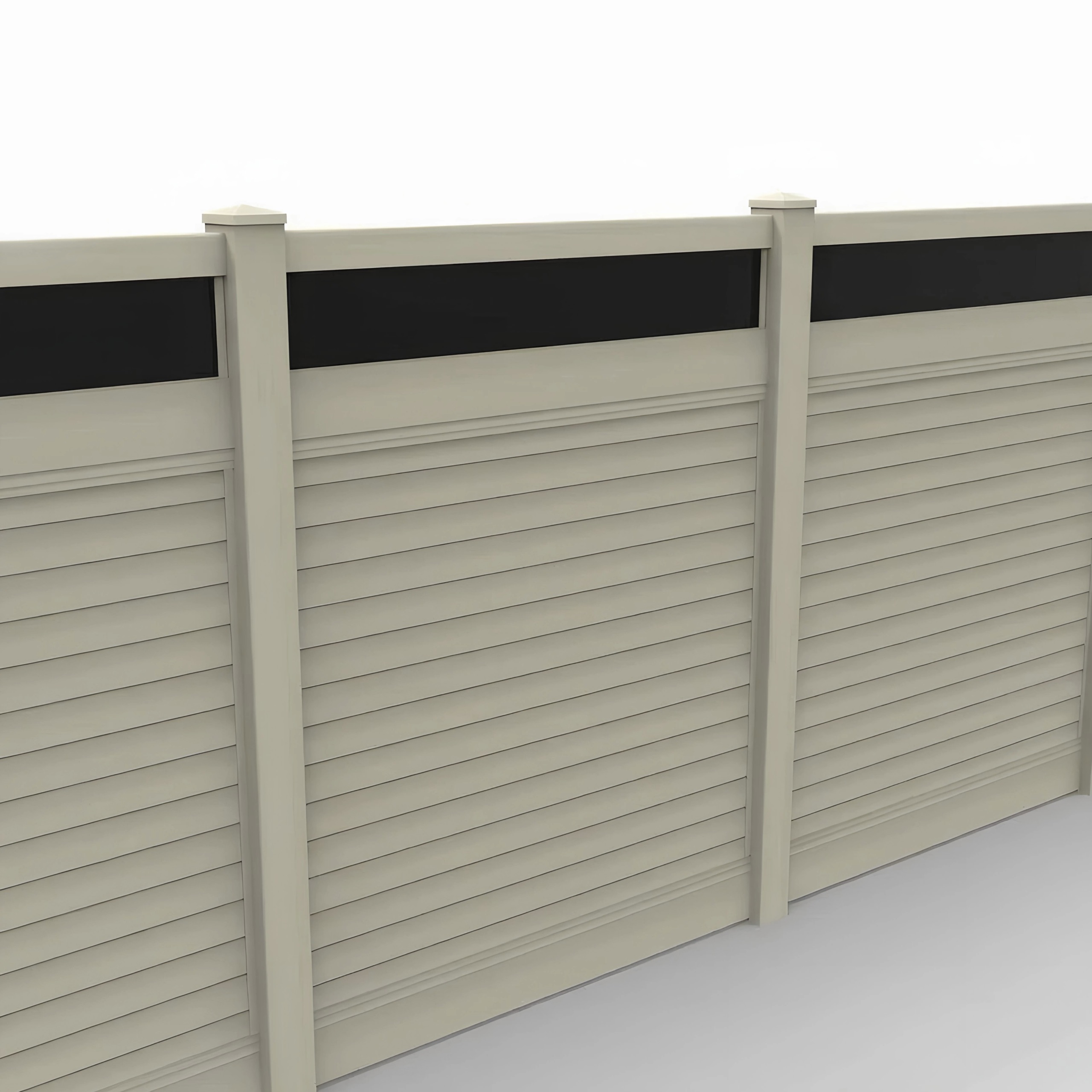Tan Vinyl Horizontal Privacy Fence Panel w/Acrylic Top, 7ft height 6ft width, Tan - Image 1