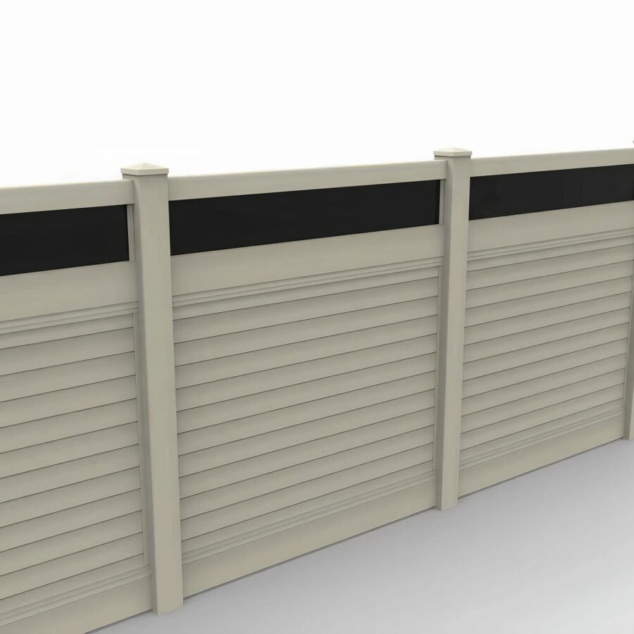 Vinyl Horizontal Privacy Fence Panel w/Acrylic Top, 6ft height 6ft width, Tan