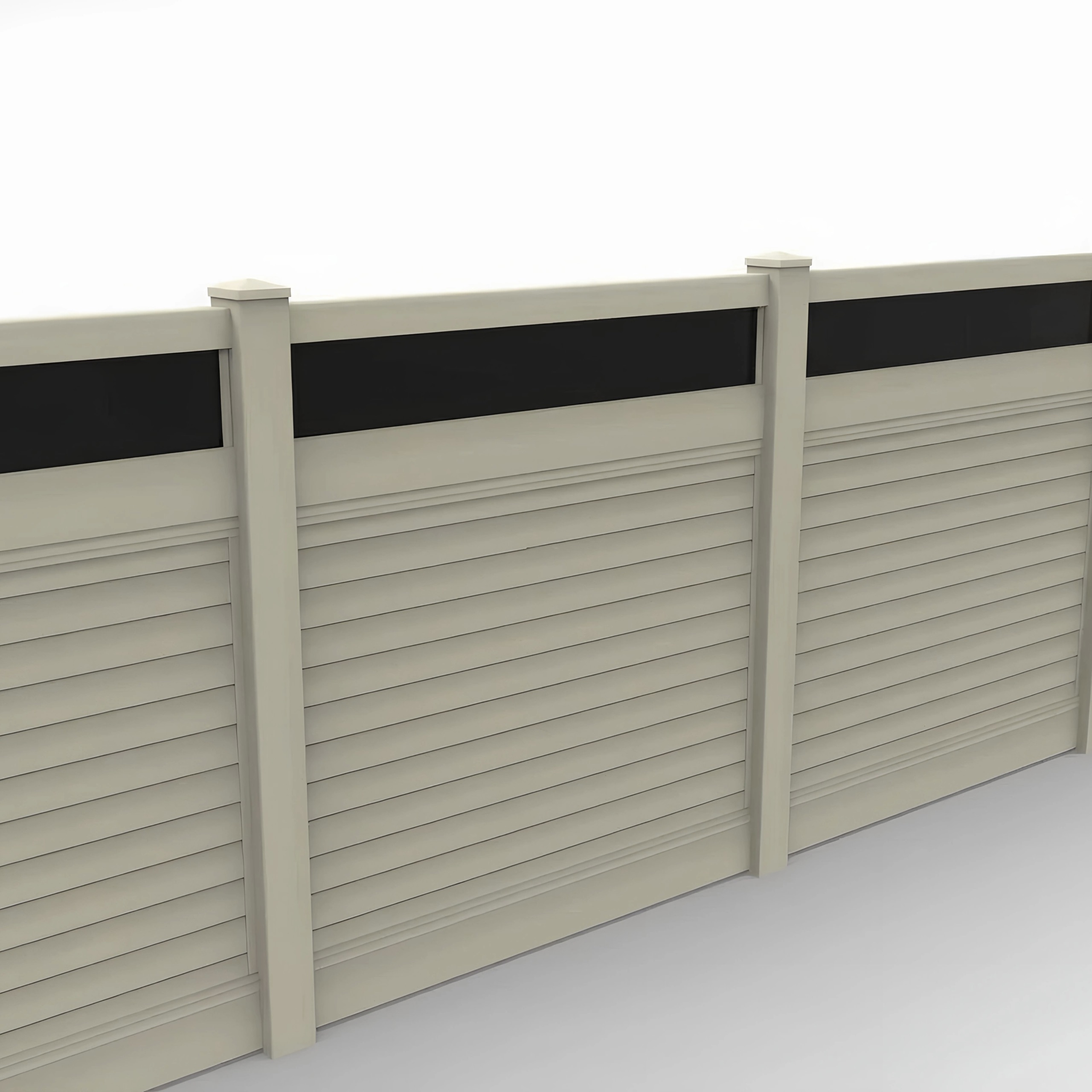 Tan Vinyl Horizontal Privacy Fence Panel w/Acrylic Top, 5ft height 6ft width, Tan - Image 1