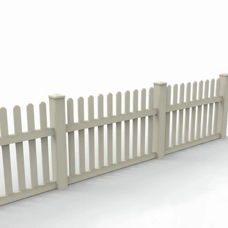 Vinyl Straight Picket Fence Panel, 3ft height 6ft width, Tan