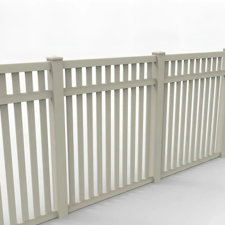 Vinyl Vertical Flat Picket Fence Panel, 6ft height 6ft width, Tan