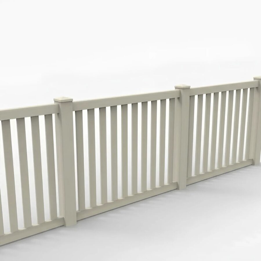 Vinyl Vertical Flat Picket Fence Panel, 4ft height 6ft width, Tan