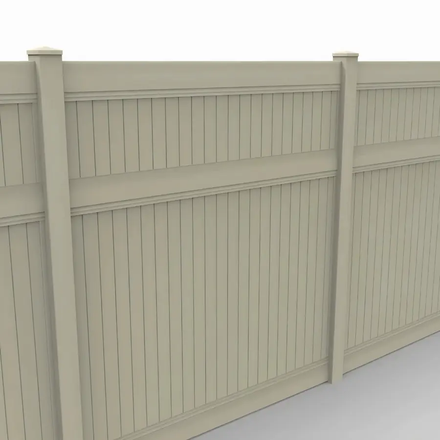 Vinyl Vertical Privacy Fence Panel, 8ft height 8ft width, Tan