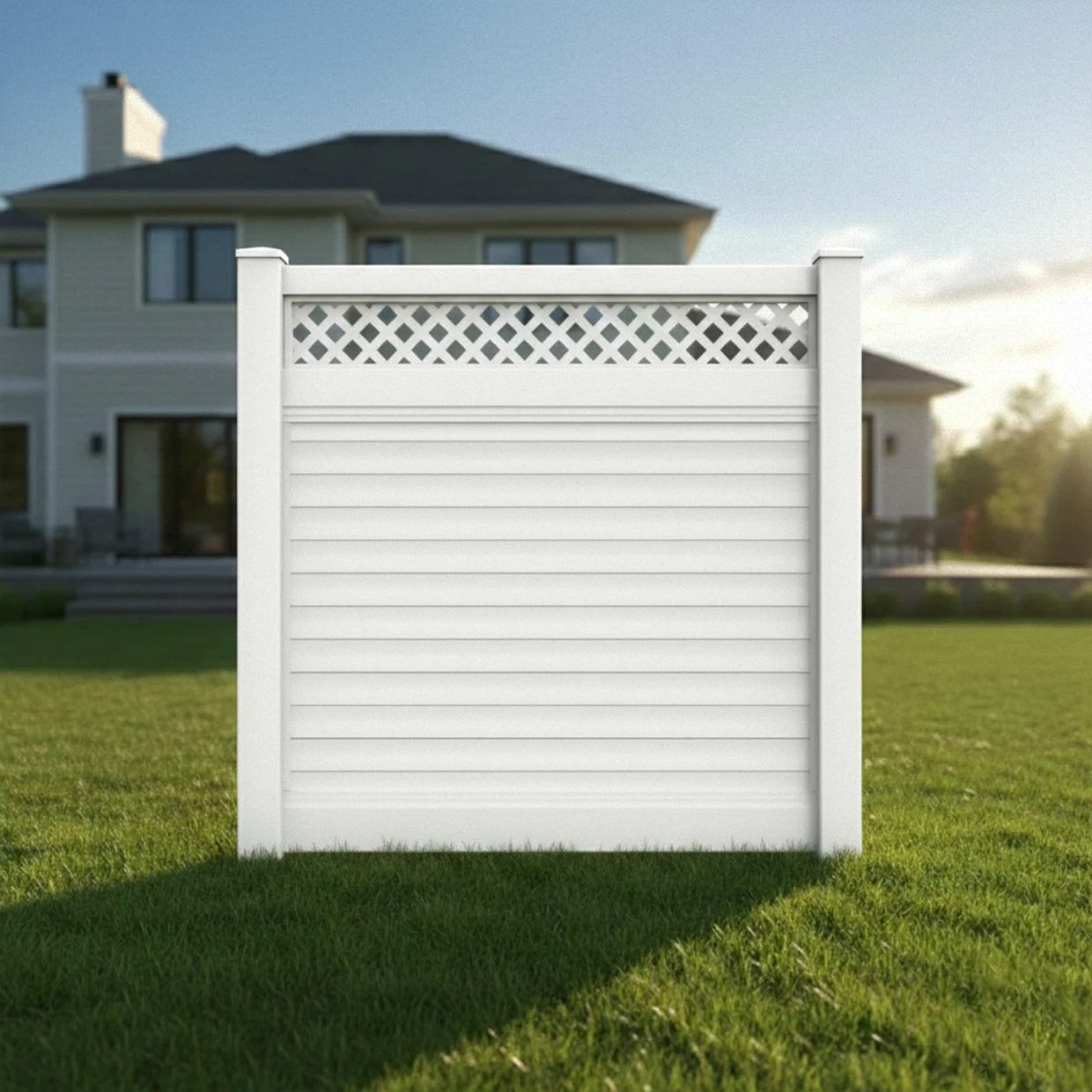 vinyl horizontal privacy fence panel w lattice top