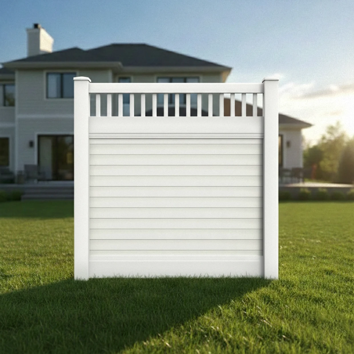 vinyl horizontal privacy fence panel w vertical picket top