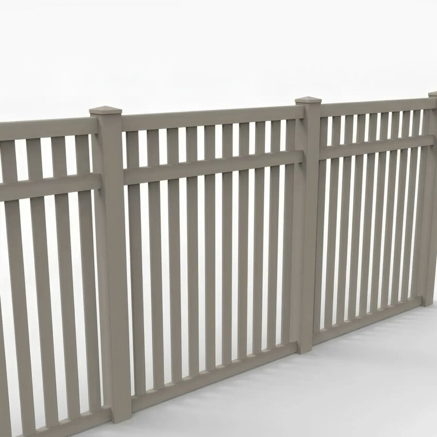 Vinyl Vertical Flat Picket Fence Panel, 6ft height 6ft width, Clay