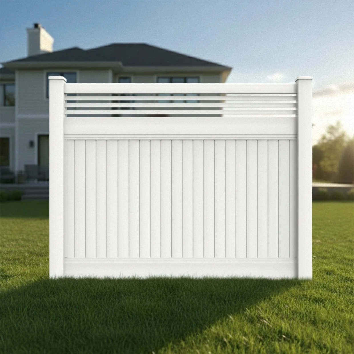 vinyl vertical privacy fence panel w horizontal picket top