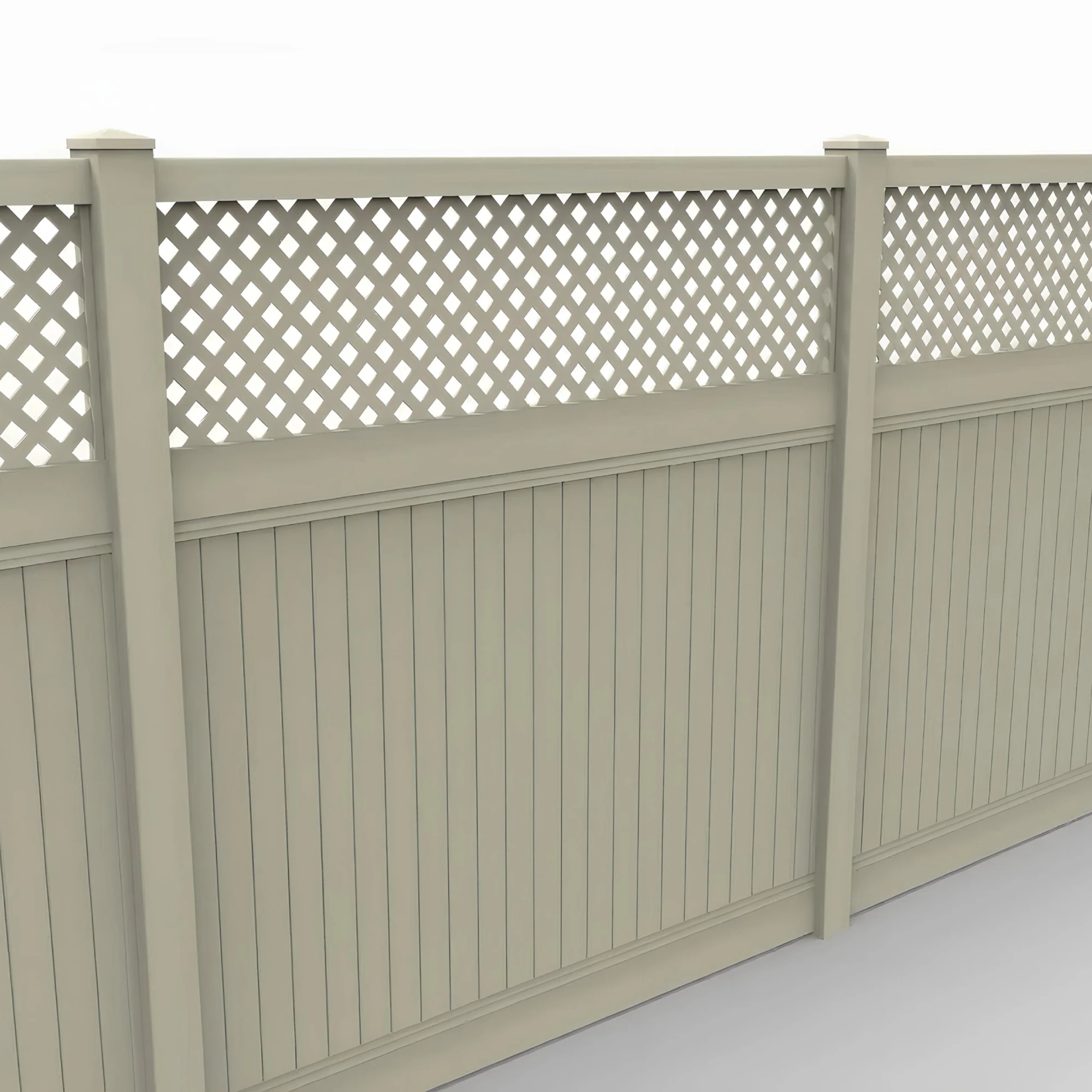 Vinyl Vertical Privacy Fence Panel w_Lattice Top, 8ft height 8ft width, Tan-1 Vinyl Vertical Privacy Fence Panel w/Lattice Top, 8ft height 8ft width, Tan