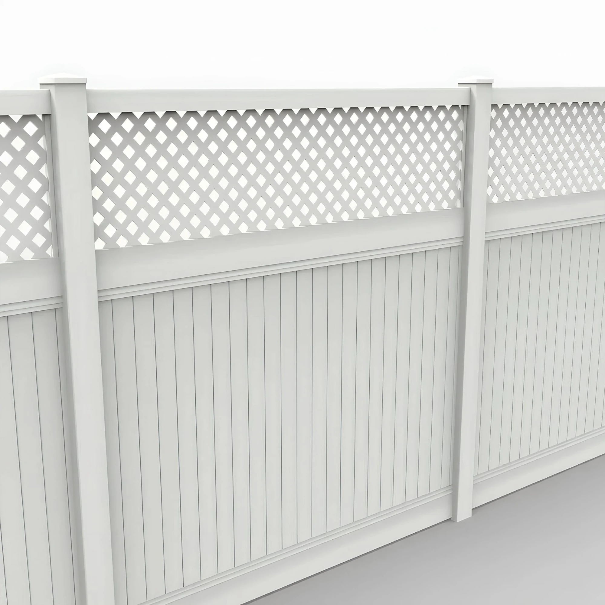 Vinyl Vertical Privacy Fence Panel w_Lattice Top, 8ft height 8ft width, White-1 Vinyl Vertical Privacy Fence Panel w/Lattice Top, 8ft height 8ft width, White