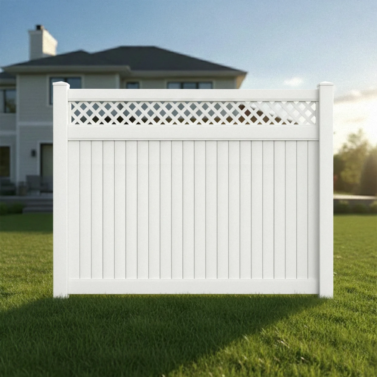 vinyl vertical privacy fence panel w lattice top