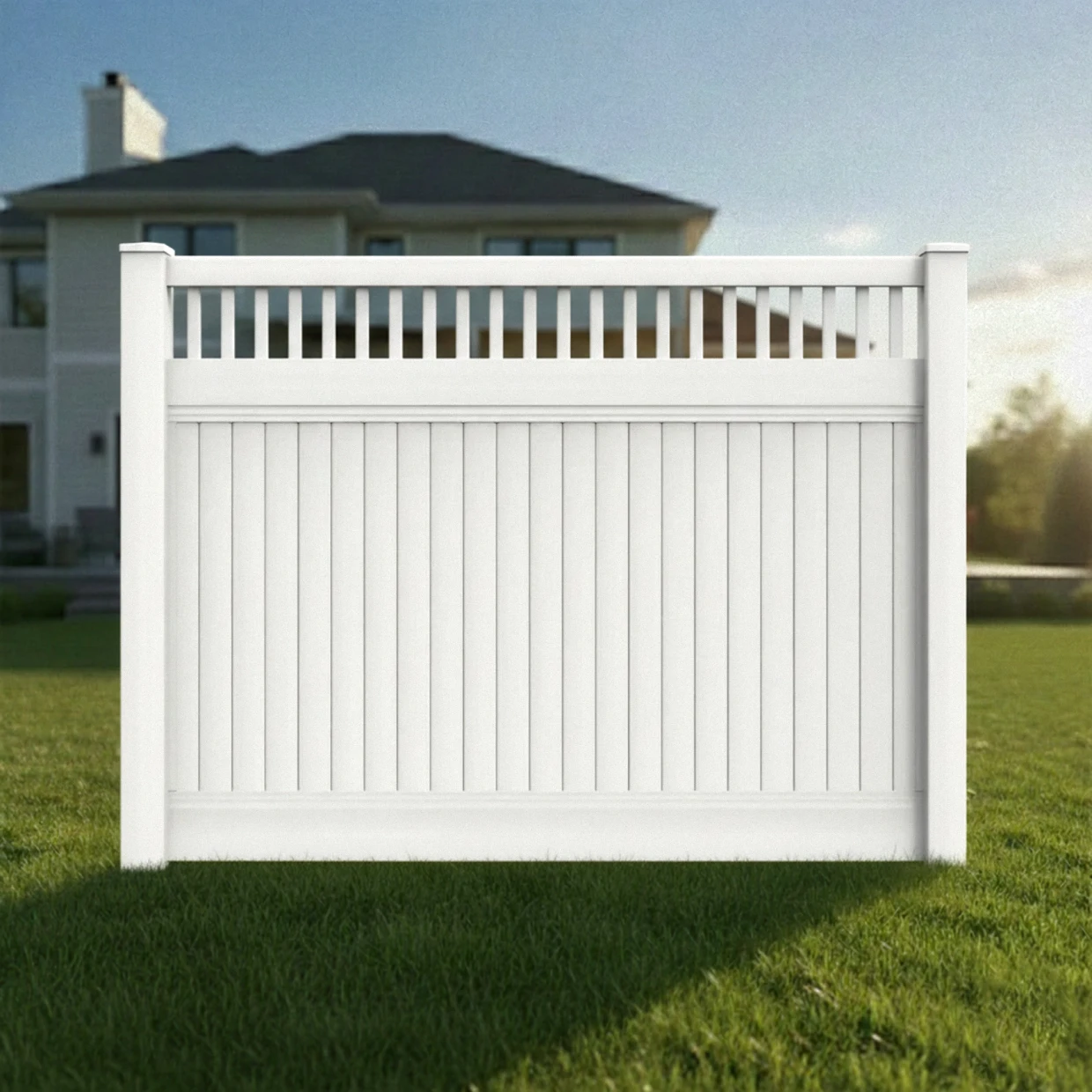 vinyl vertical privacy fence panel w vertical picket top