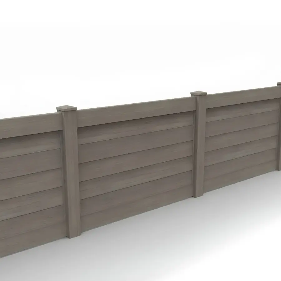 Vinyl Horizontal Privacy Fence Panel, 4ft height 6ft width, Weathered Blend
