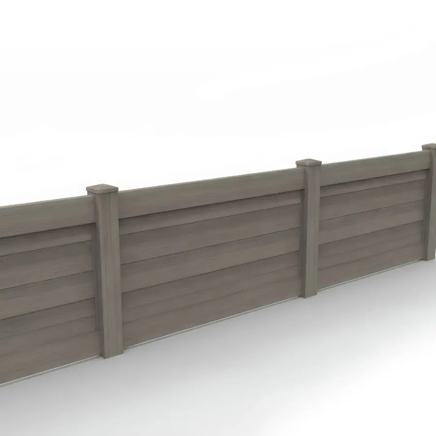 Vinyl Horizontal Privacy Fence Panel, 3ft height 6ft width, Weathered Blend