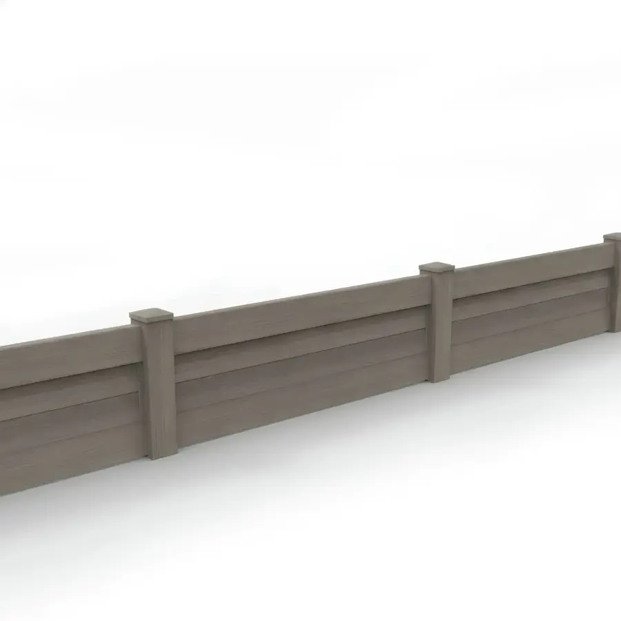 Vinyl Horizontal Privacy Fence Panel, 2ft height 6ft width, Weathered Blend
