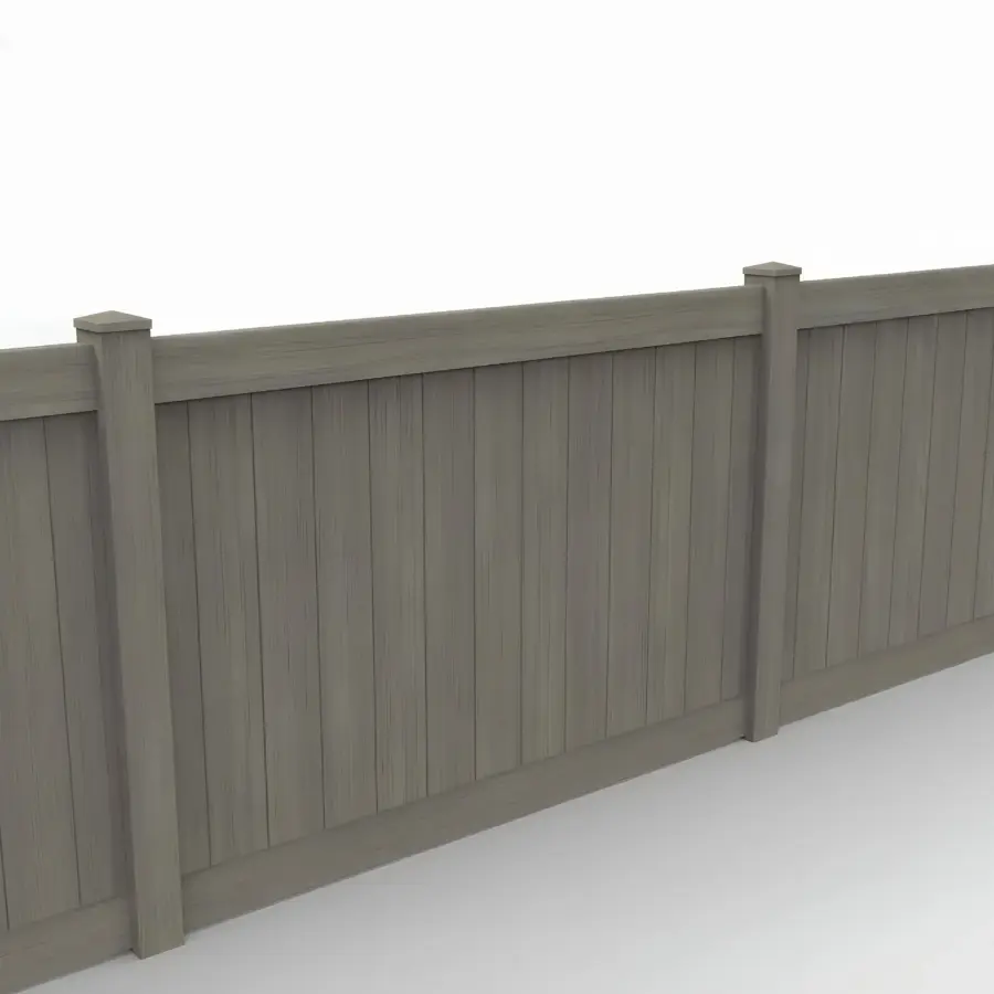 Vinyl Vertical Privacy Fence Panel, 5ft height 8ft width, Weathered Blend