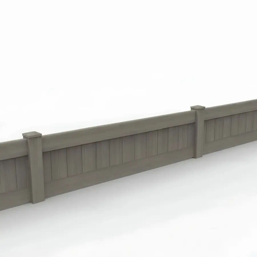 Vinyl Vertical Privacy Fence Panel, 2ft height 8ft width, Weathered Blend