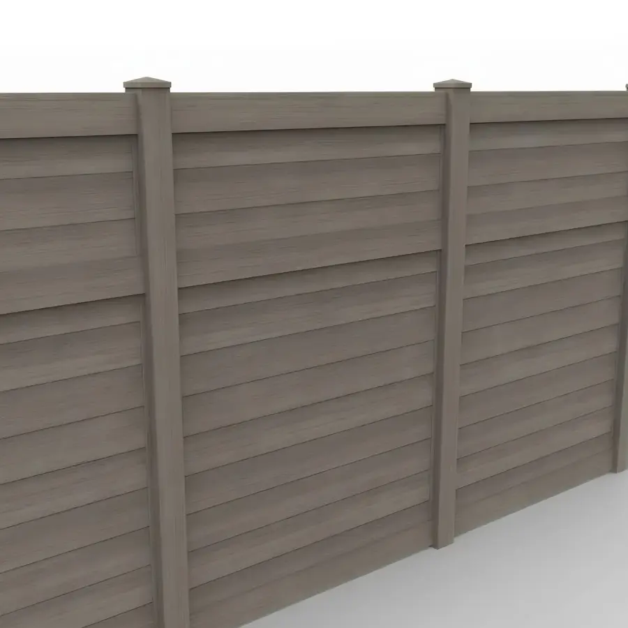 Vinyl Horizontal Privacy Fence Panel, 8ft height 6ft width, Weathered Blend