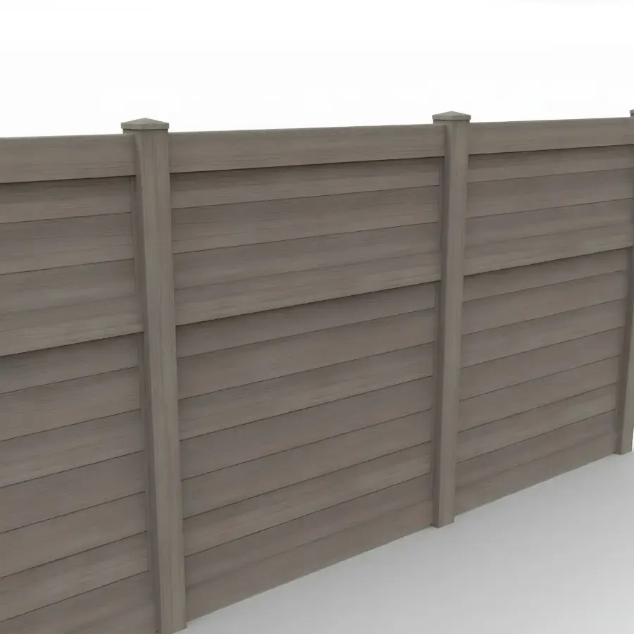 Vinyl Horizontal Privacy Fence Panel, 7ft height 6ft width, Weathered Blend