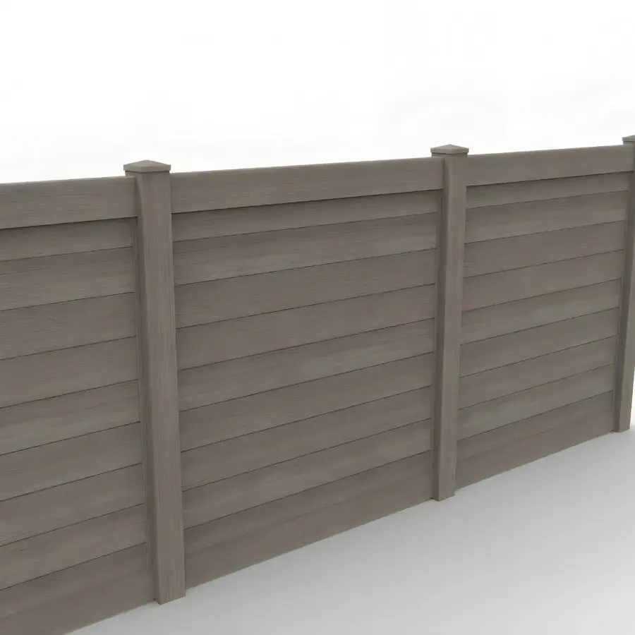 Vinyl Horizontal Privacy Fence Panel, 6ft height 6ft width, Weathered Blend