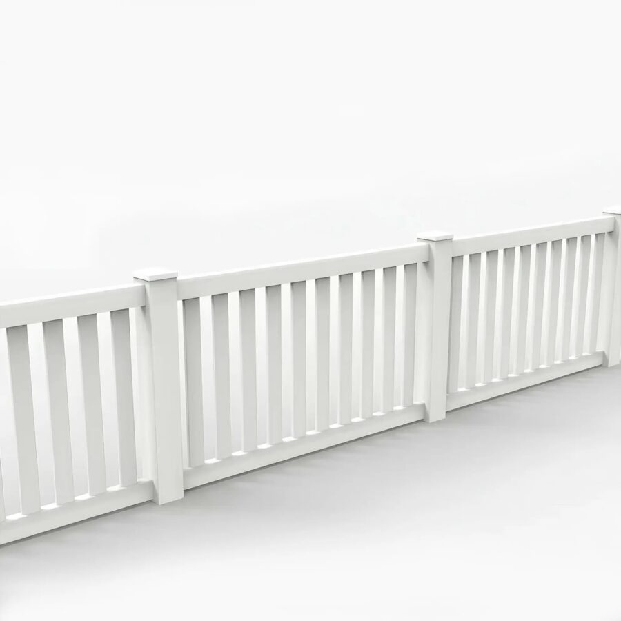 Vinyl Vertical Flat Picket Fence Panel, 3ft height 6ft width, White