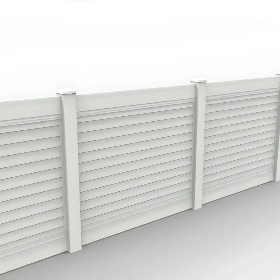 Vinyl Horizontal Privacy Fence Panel, 5ft height 6ft width, White