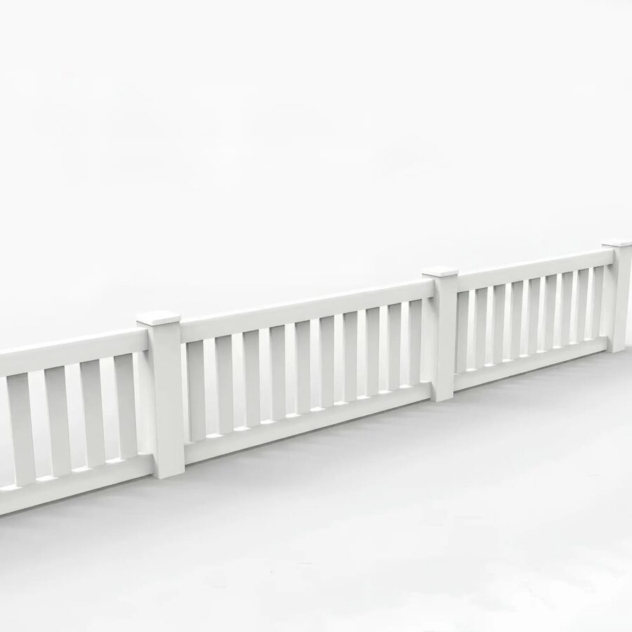 Vinyl Vertical Flat Picket Fence Panel, 2ft height 6ft width, White