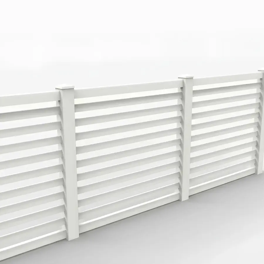 Vinyl Horizontal Flat Picket Fence Panel, 5ft height 6ft width, White