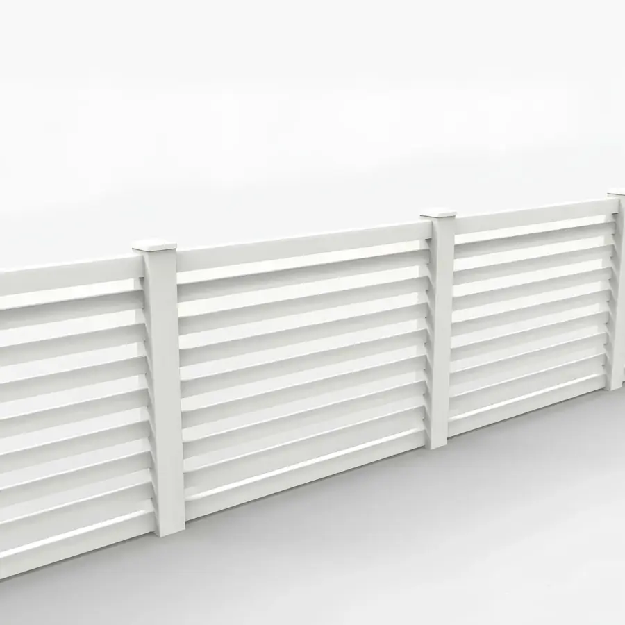 Vinyl Horizontal Flat Picket Fence Panel, 4ft height 6ft width, White