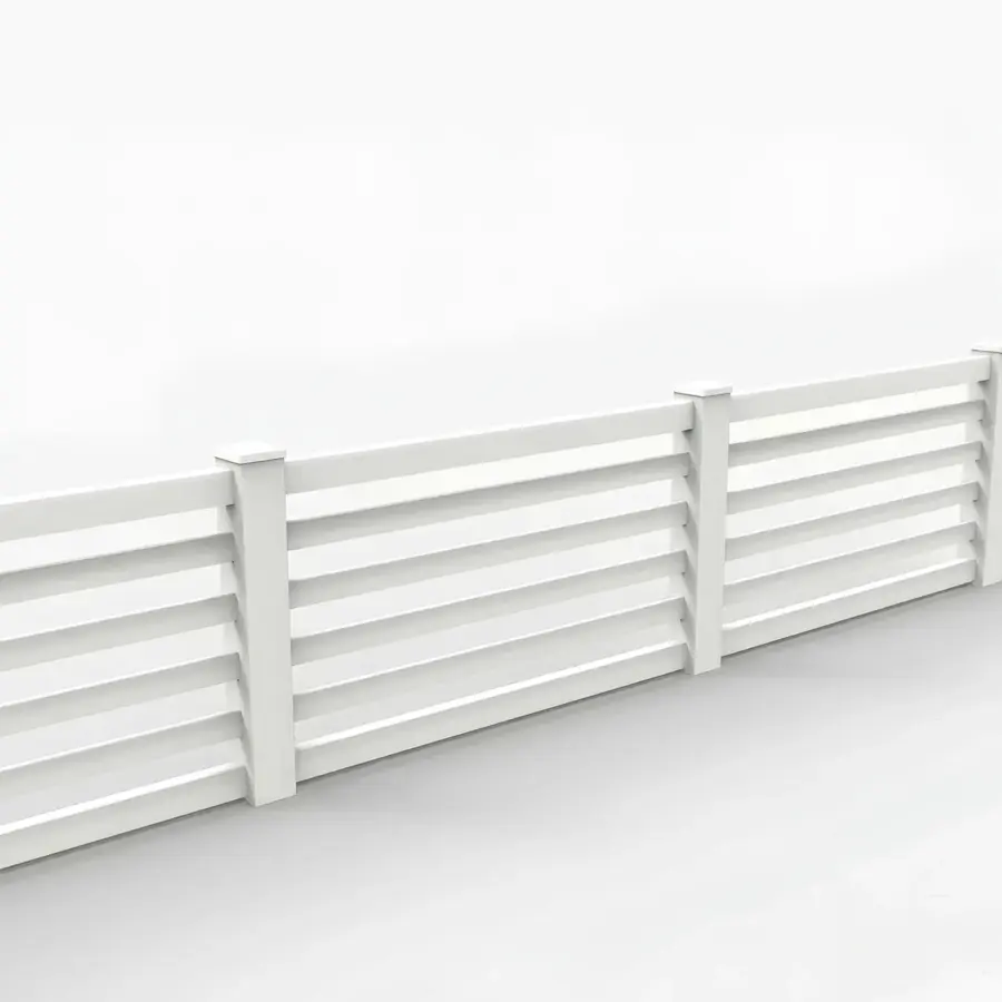 Vinyl Horizontal Flat Picket Fence Panel, 3ft height 6ft width, White