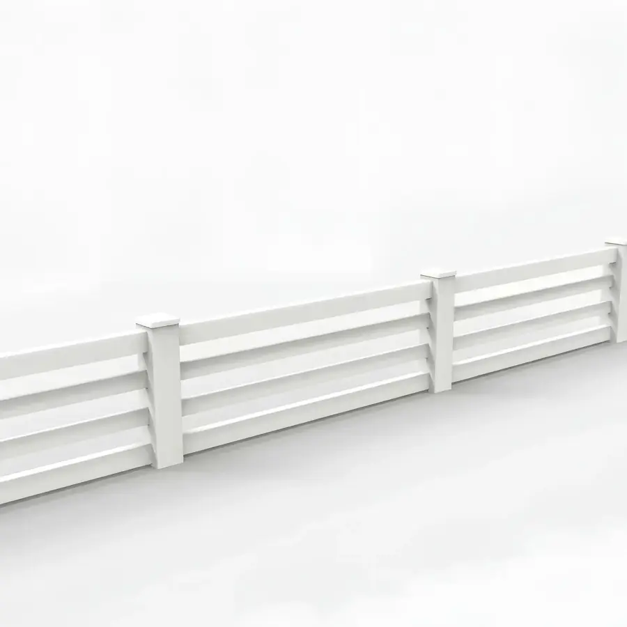 Vinyl Horizontal Flat Picket Fence Panel, 2ft height 6ft width, White