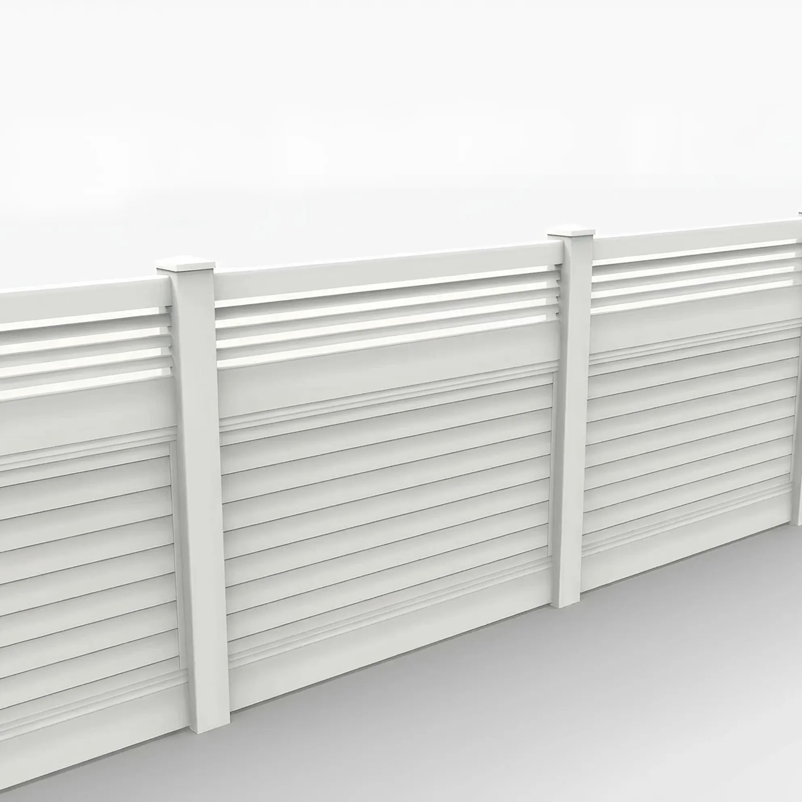 White Vinyl Horizontal Privacy Fence Panel w/Horizontal Picket Top, 5ft height 6ft width, White - Image 1