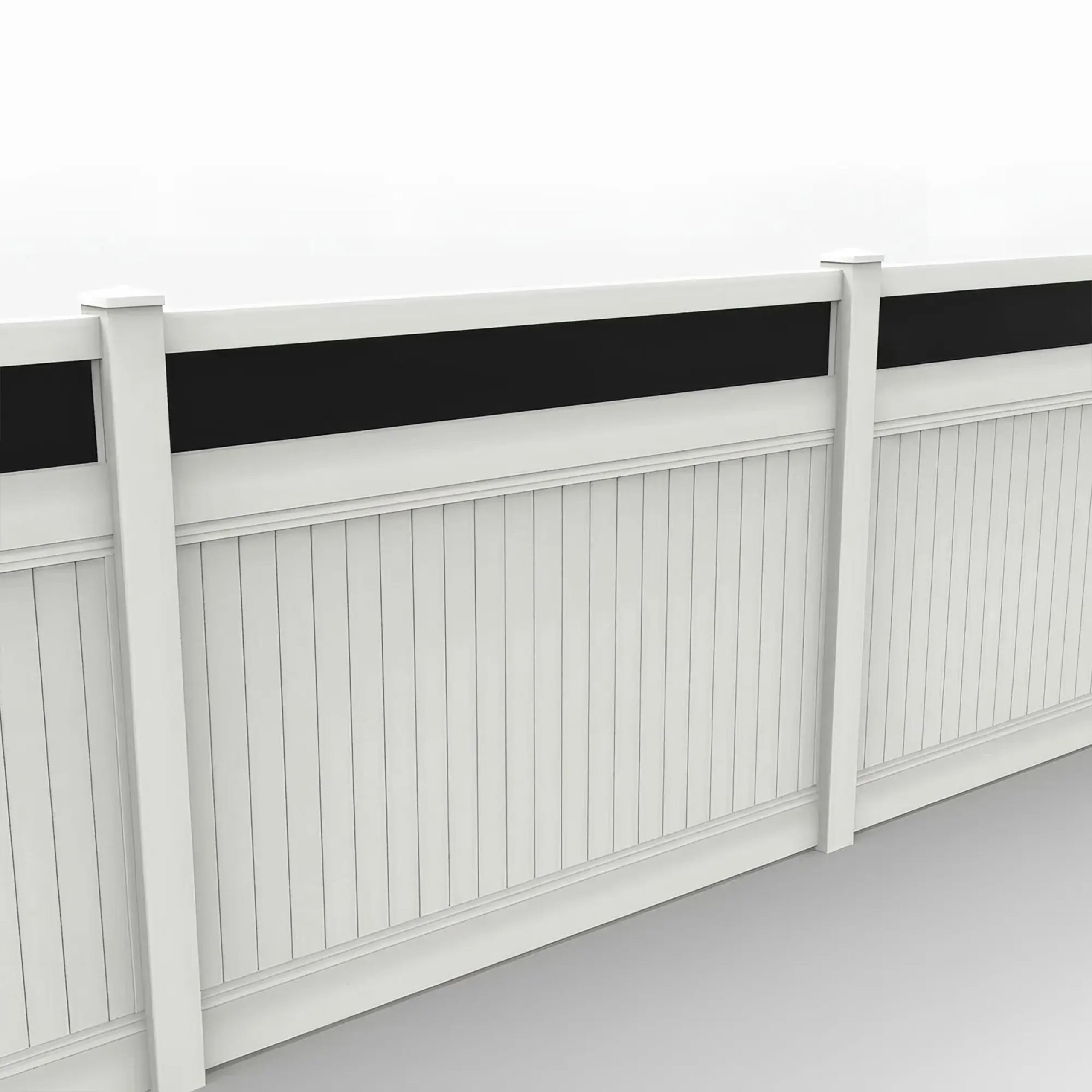 White Vinyl Vertical Privacy Fence Panel w/Acrylic Top, 6ft height 8ft width, White - Image 1