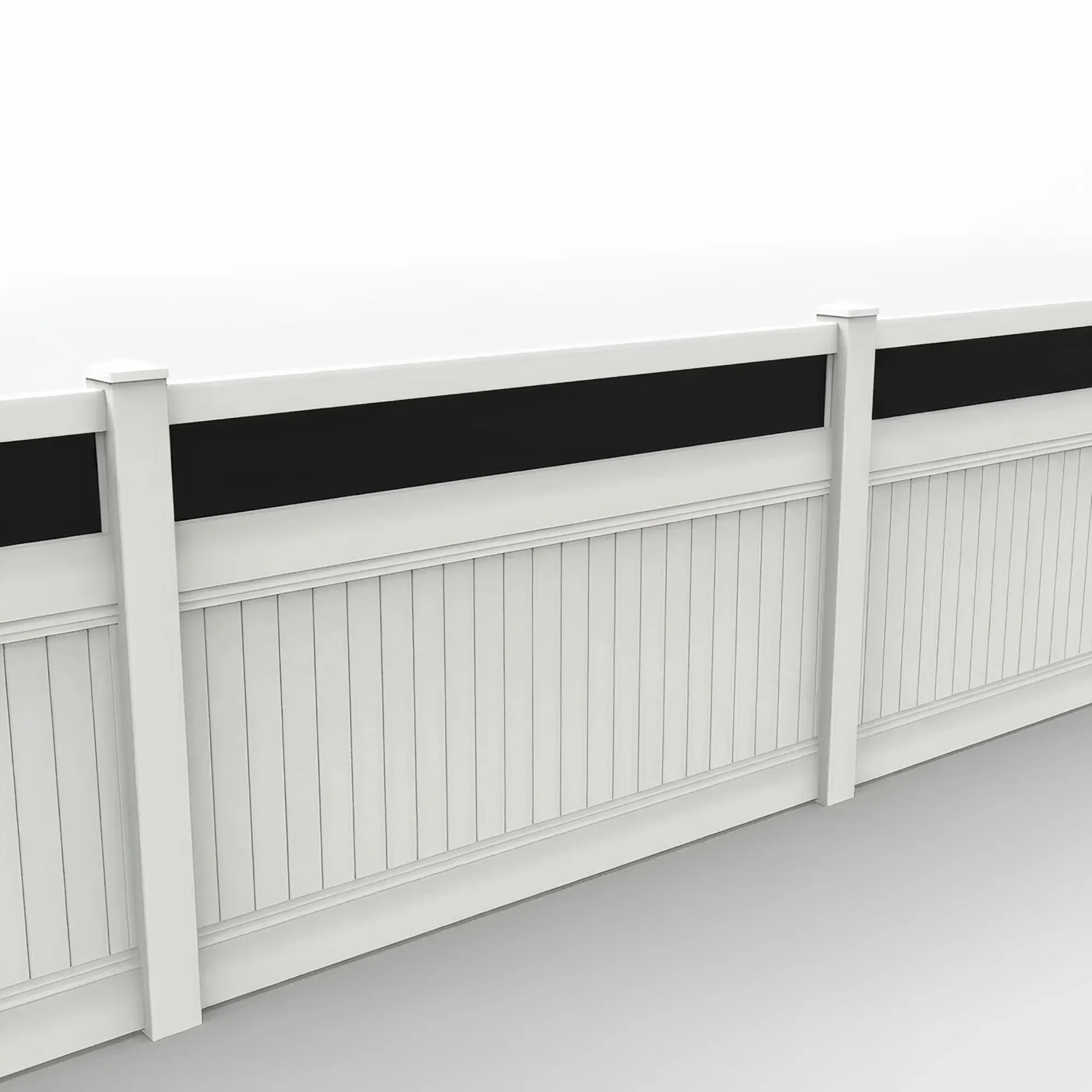 White Vinyl Vertical Privacy Fence Panel w/Acrylic Top, 5ft height 8ft width, White - Image 1