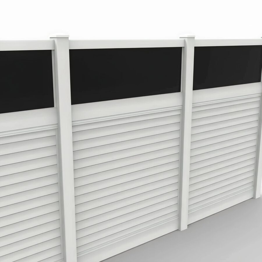 Vinyl Horizontal Privacy Fence Panel w/Acrylic Top, 8ft height 6ft width, White