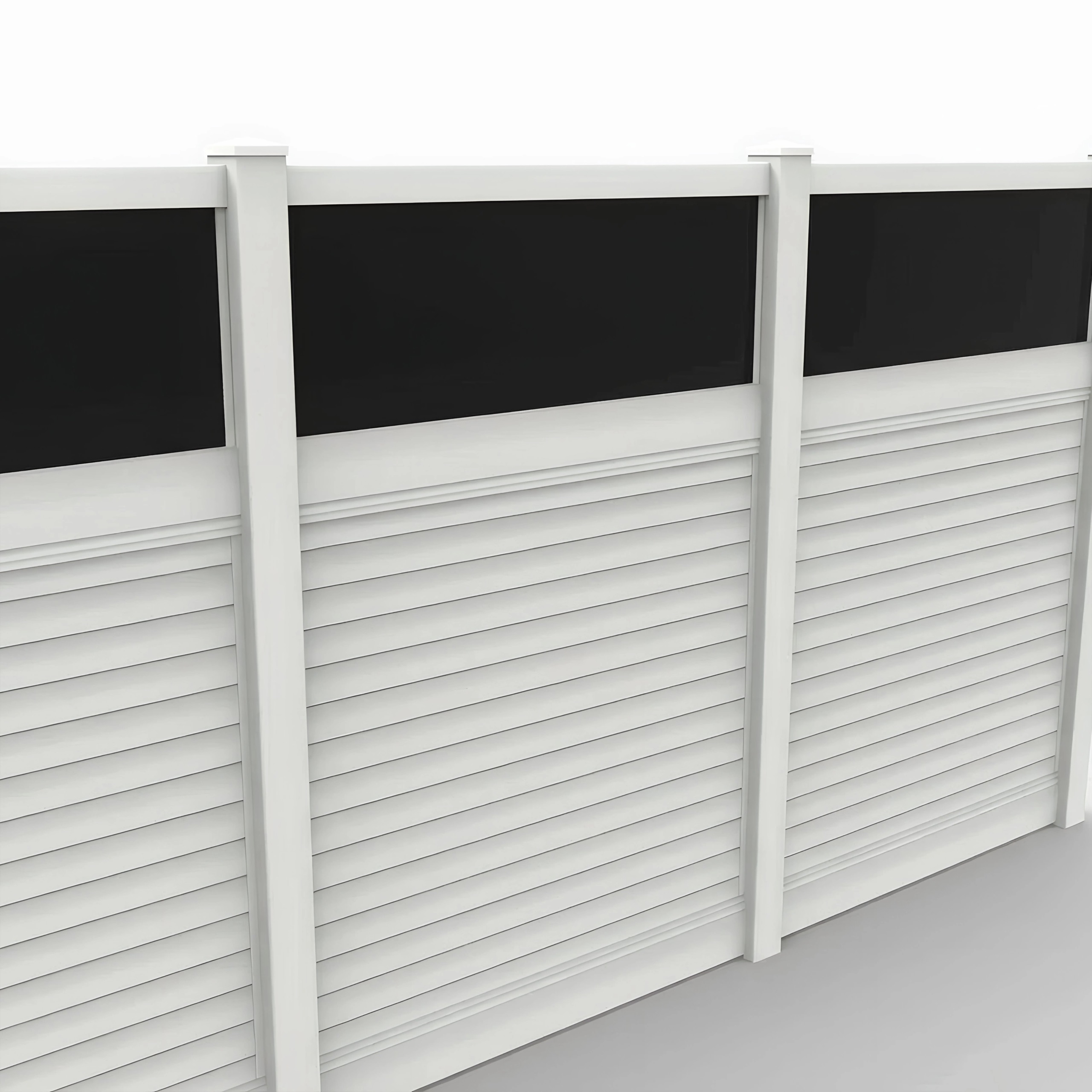 White Vinyl Horizontal Privacy Fence Panel w/Acrylic Top, 8ft height 6ft width, White - Image 1