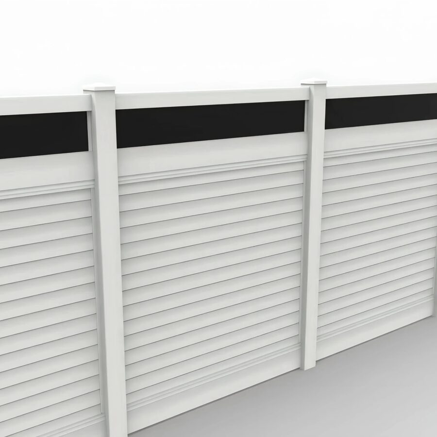 Vinyl Horizontal Privacy Fence Panel w/Acrylic Top, 7ft height 6ft width, White