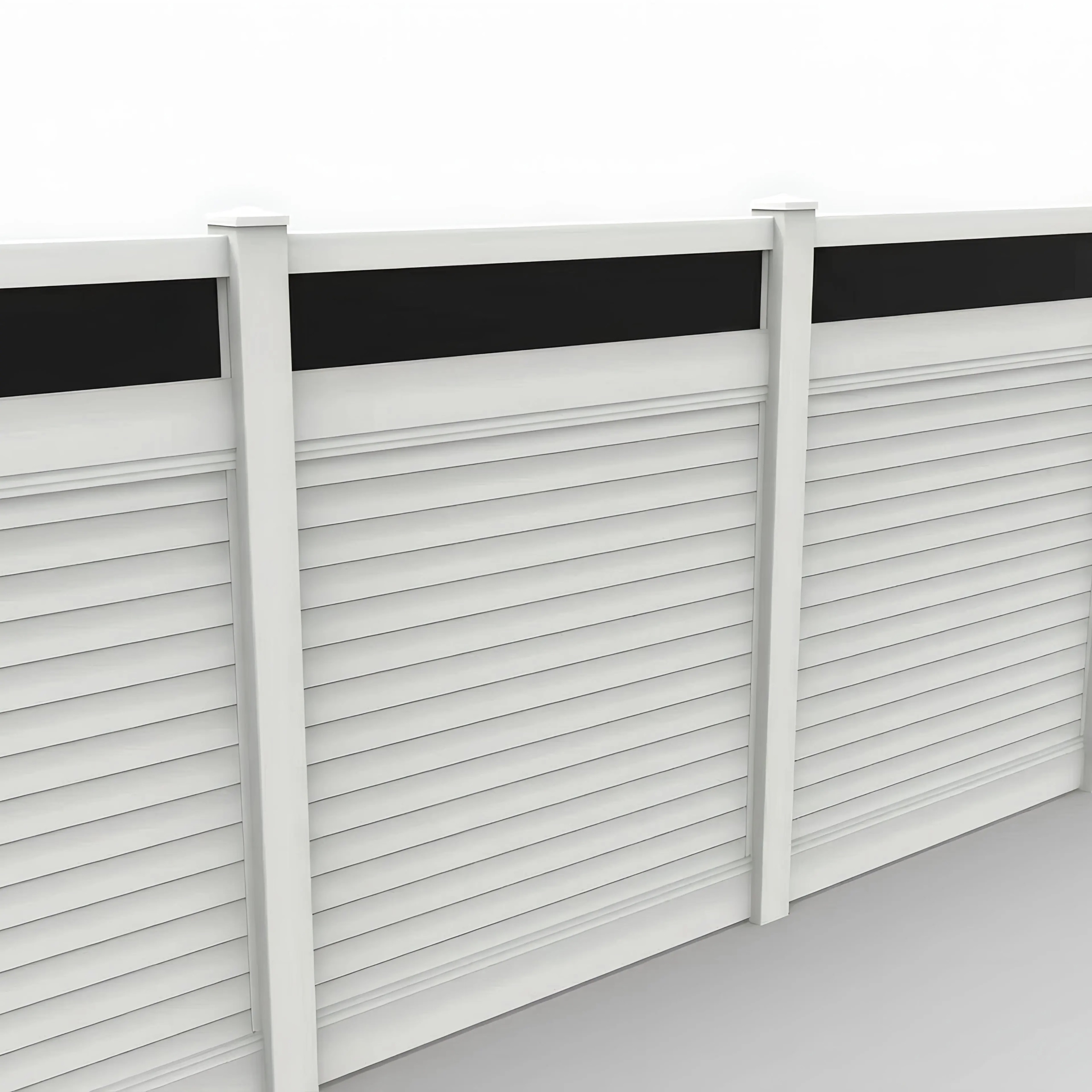 White Vinyl Horizontal Privacy Fence Panel w/Acrylic Top, 7ft height 6ft width, White - Image 1