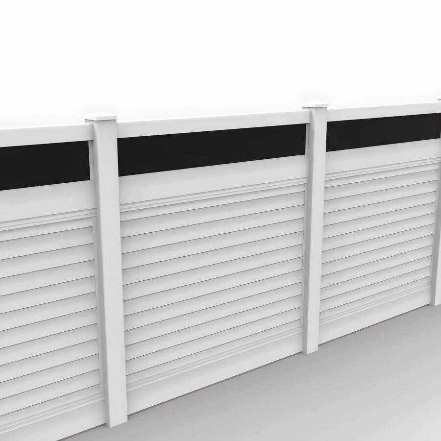 Vinyl Horizontal Privacy Fence Panel w/Acrylic Top, 5ft height 6ft width, White